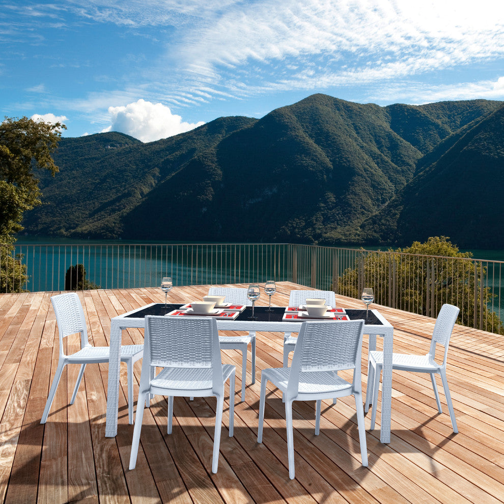 Compamia Miami Outdoor Rectangular Dining Table, White