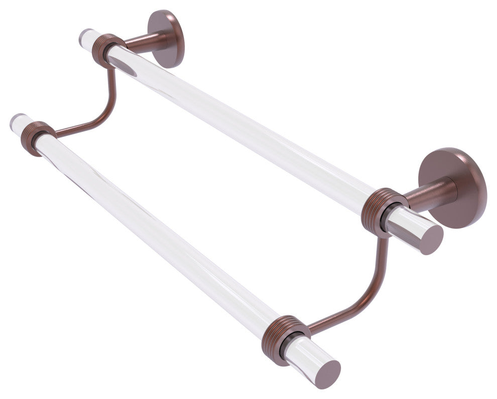 Clearview 36" Double Towel Bar with Groovy Accents, Antique Copper