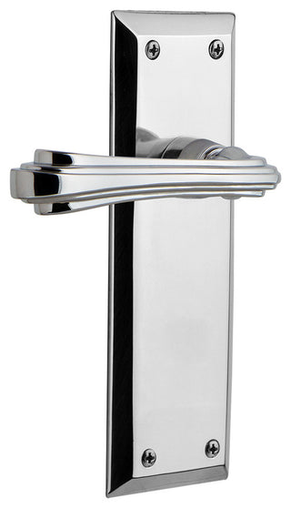 New York Plate With Fleur Lever, Bright Chrome, Double Dummy, Non-Handed