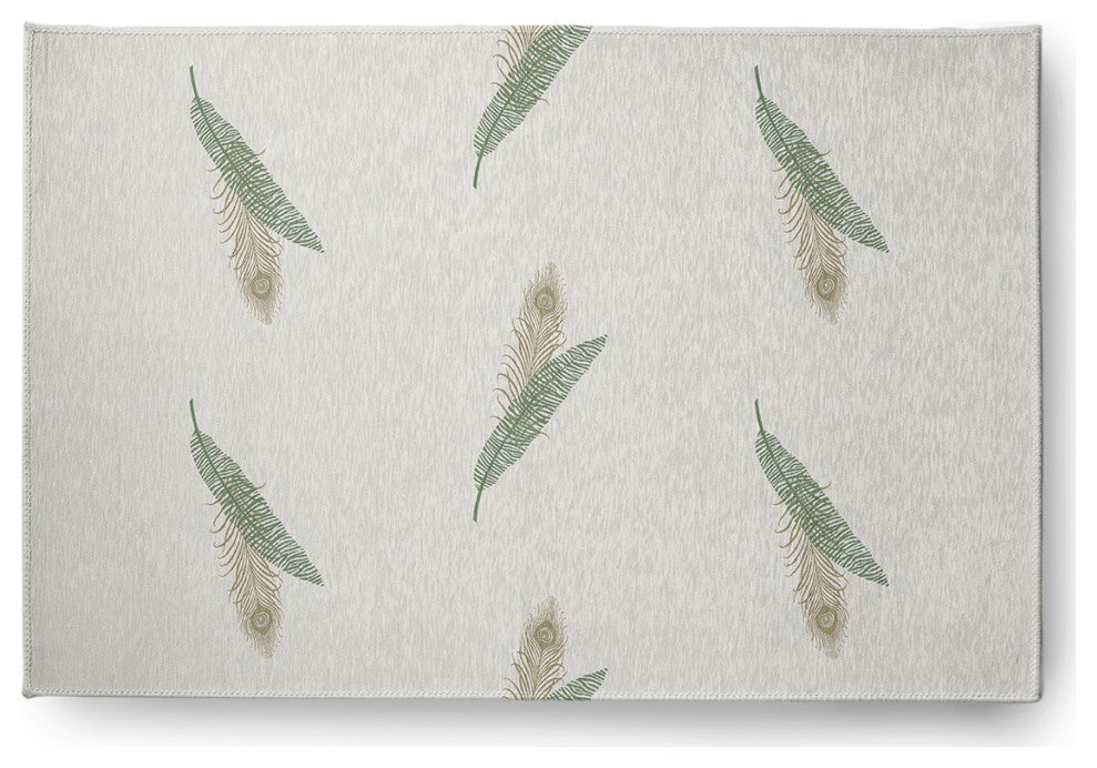 Feather Stripe Spring Chenille Rug, Green, 2'x3'