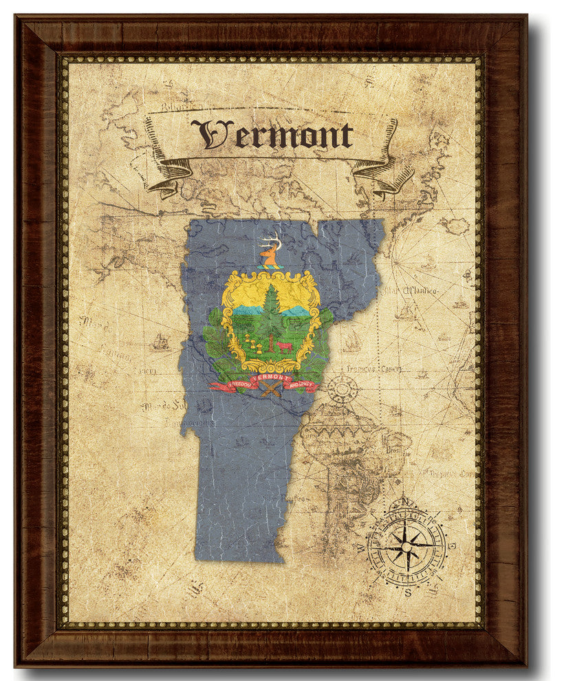 Vermont State Vintage Map, 15"x19"