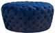 Velvet Upholstered Button Tufted Round Accent Ottoman, Blue