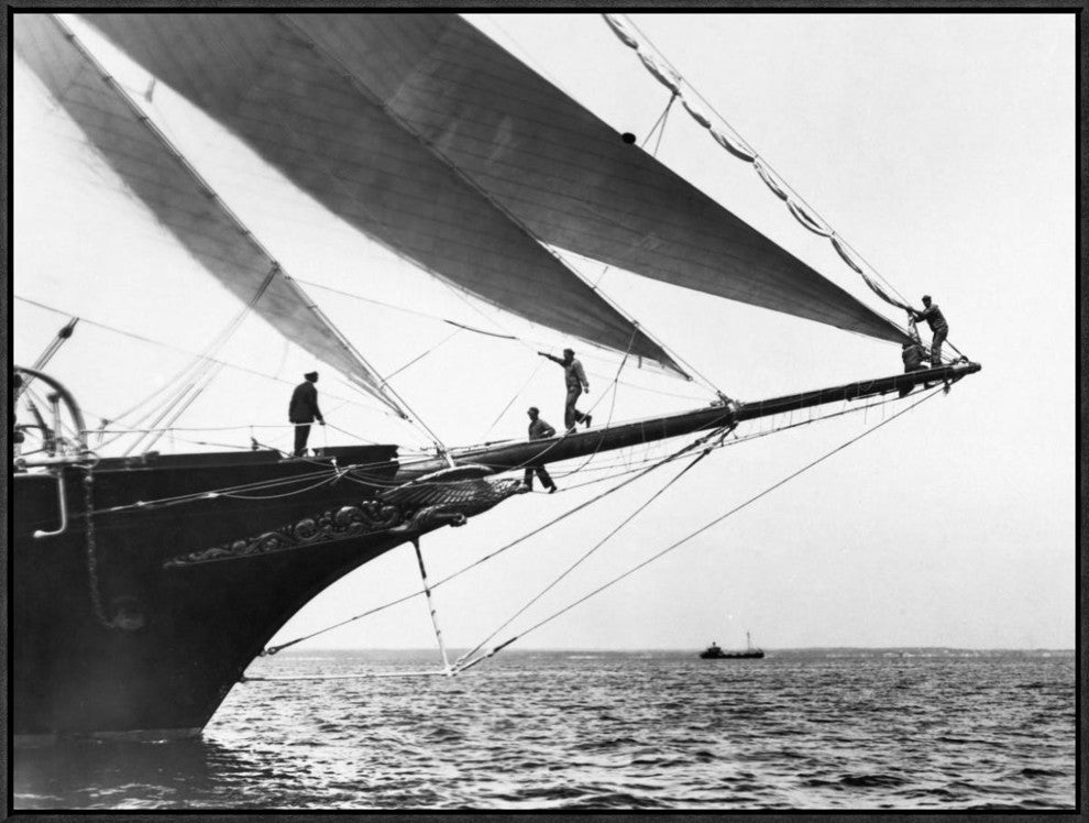"Ship Crewmen Standing on the Bowsprit, 1923"  by Edwin Levick, 33x25"