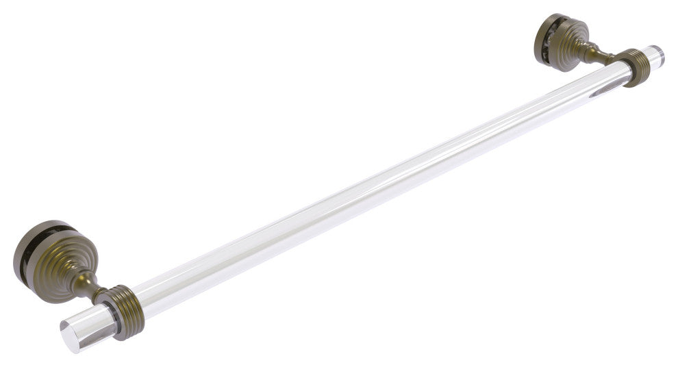 Pacific Grove 24" Shower Door Towel Bar with Groovy Accents, Antique Brass