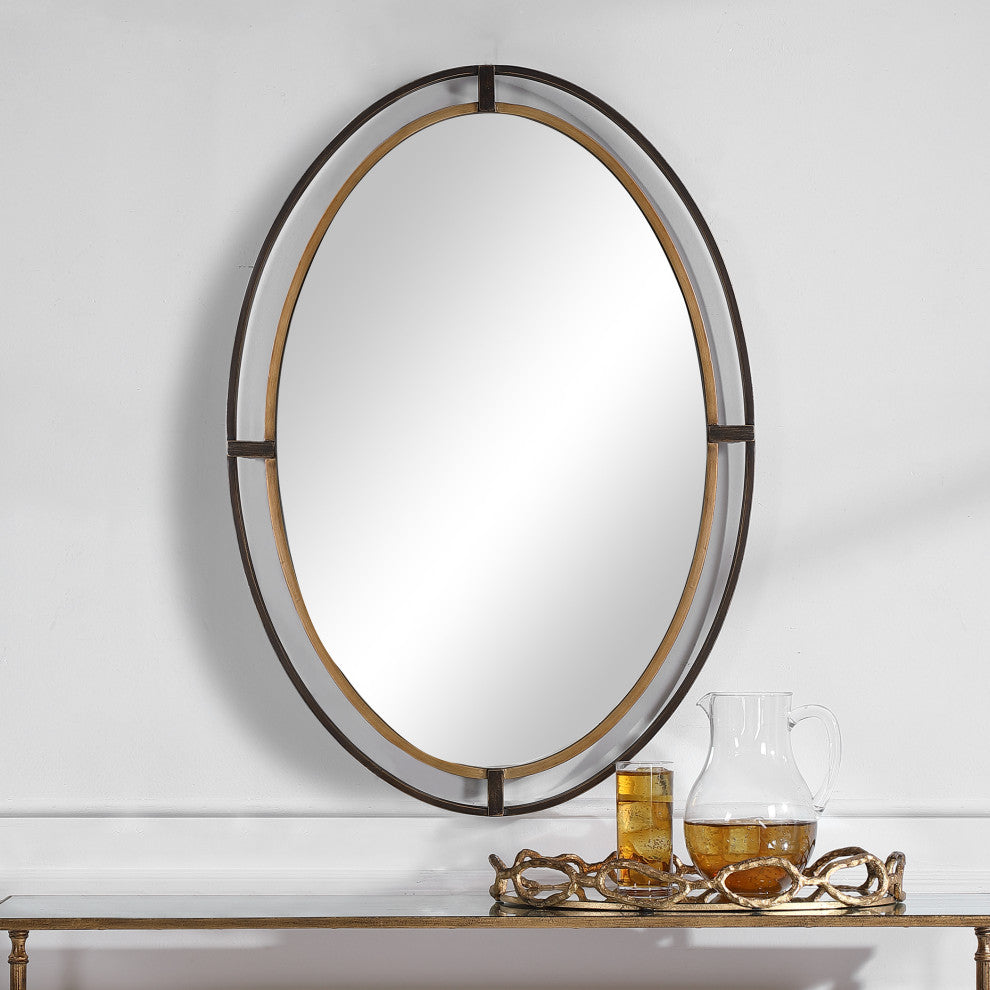 35" Transitional Bronze Oval Mirror