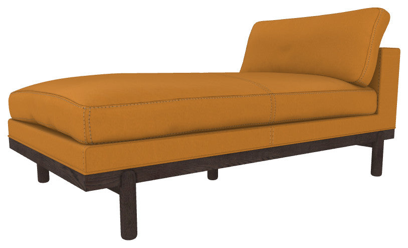 Cantor Leather Chaise, Finish: Ebony, Leather: Saffron