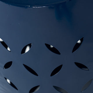 GDF Studio Lilly Outdoor 12" Iron Side Table, Dark Blue