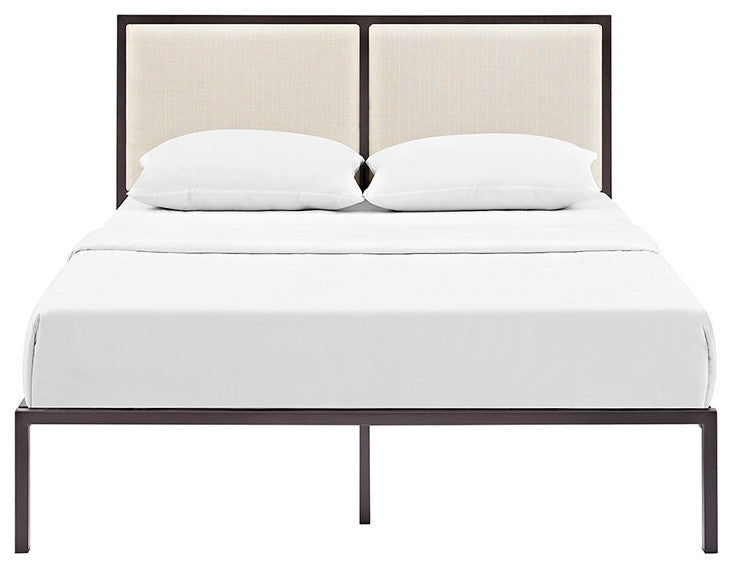 Modway Della King Fabric Bed, Brown Beige