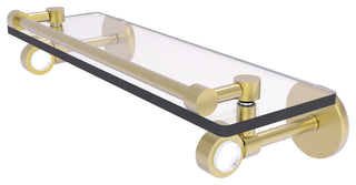 Clearview 16" Glass Shelf with Gallery Rail, Satin Brass