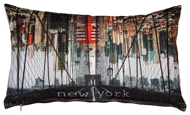 Pillow Decor - New York Brooklyn Bridge Throw Pillow 12x20