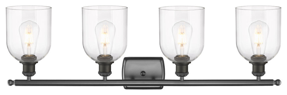 Ballston-Bella 4-Light 36" Bath Vanity Light, Oil Rubbed Bronze, Clear