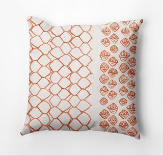 Honeycomb Split Rug Outdoor Pillow, Orange, 14"x20"