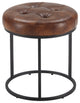 Round Open Base Faux Leather Vanity Stool, Yellowish Brown