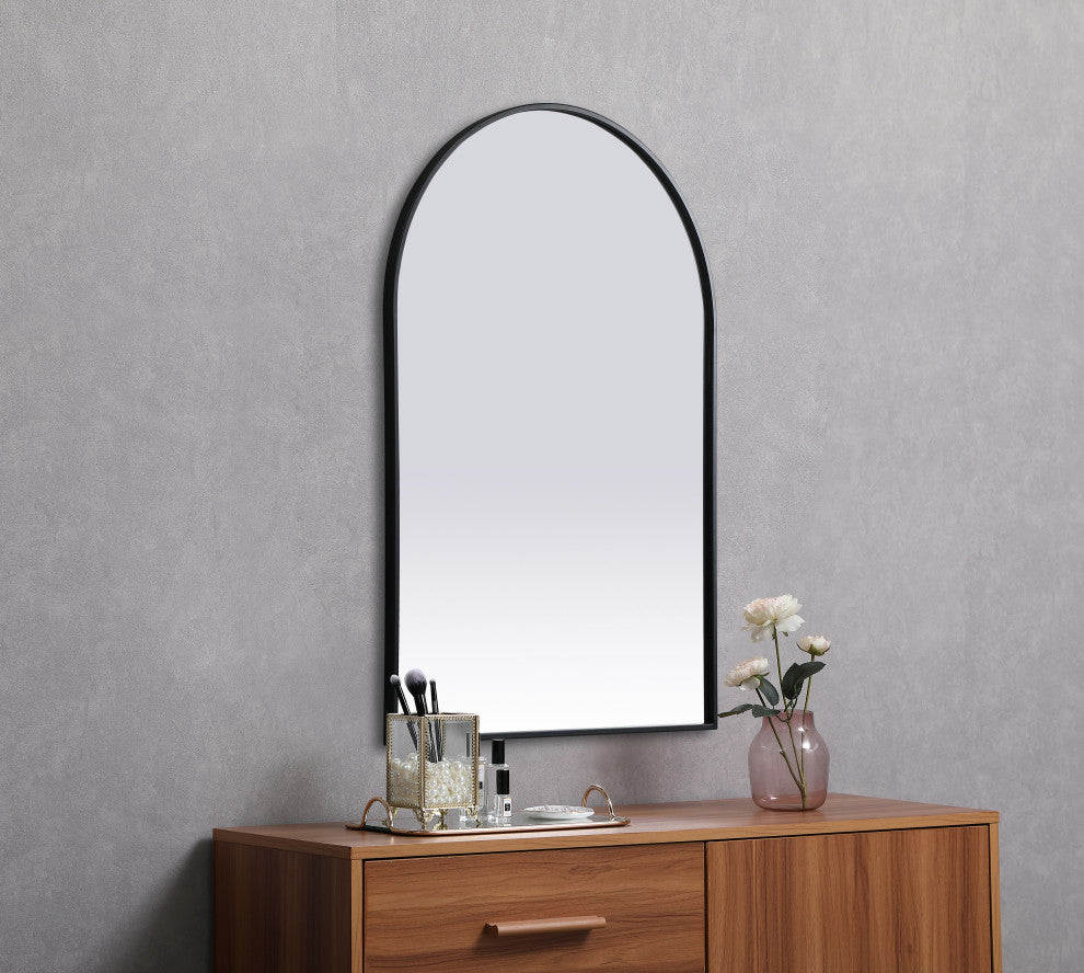 Metal Frame Arch Mirror 27X40 Inch, Black