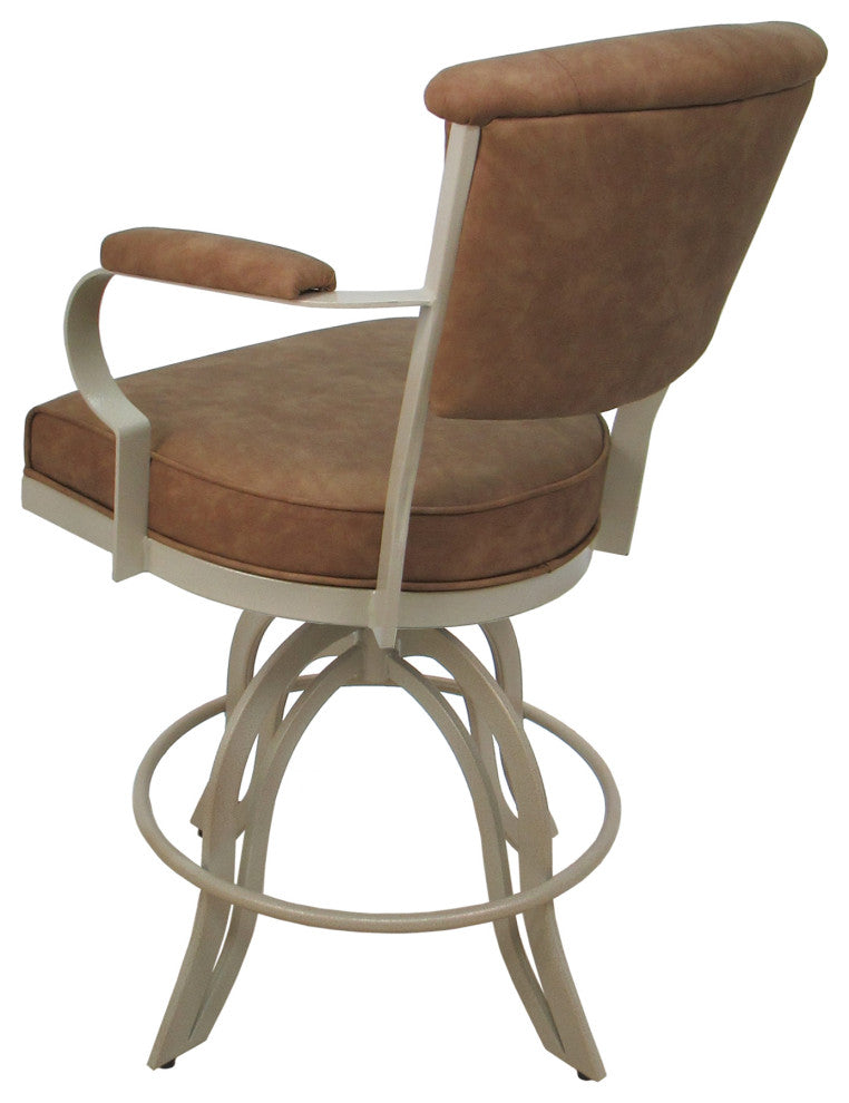 Miami Counter Metal Bar Stool A Base, Brown Vinyl Beige, 26"