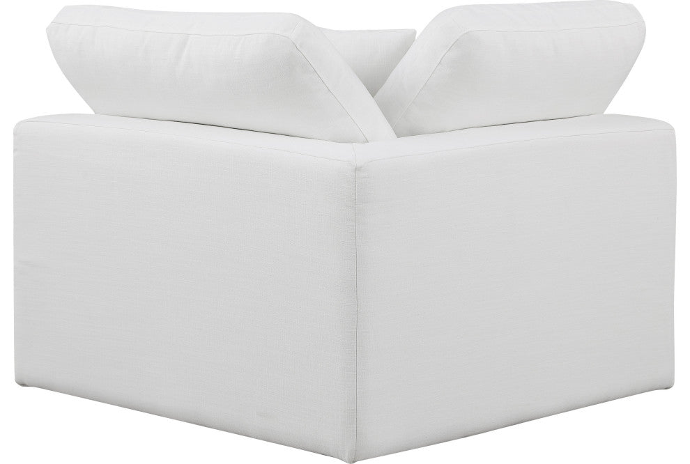 Comfy Beige Linen Textured Fabric Modular Chair, White, Linen Textured Fabric, Corner Chair