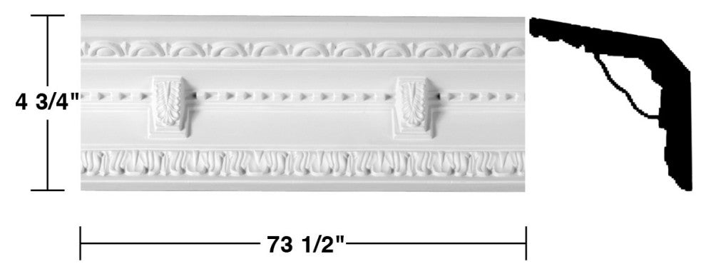 Cornice White Urethane Lindsey Ornate Design 12 Pieces Totaling 882" Length