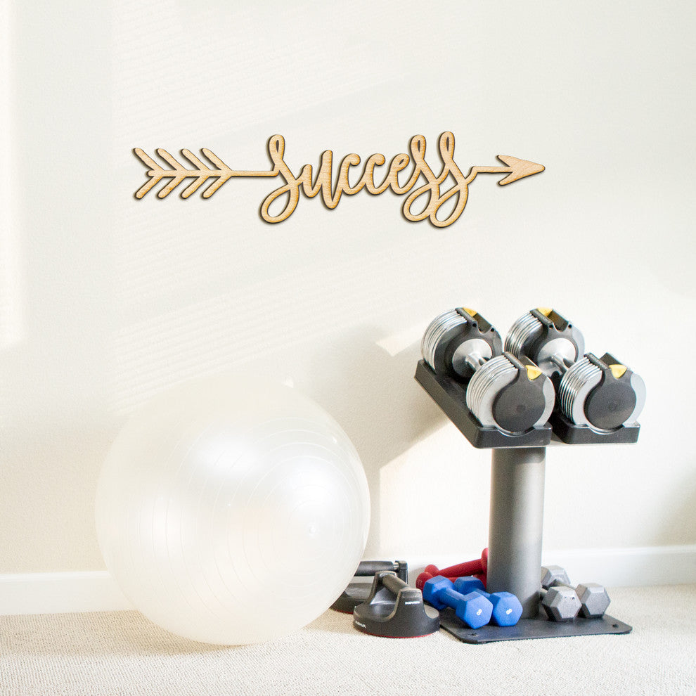 Success Right Arrow Wood Sign Wall Decor Unfinished, 12"x3"
