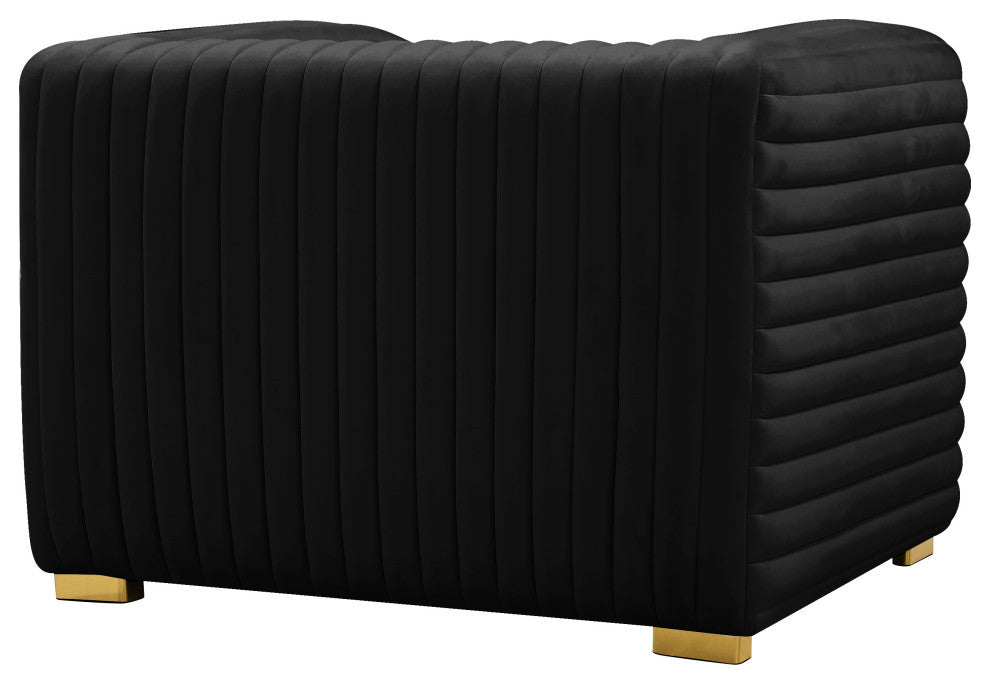 Ravish Velvet Upholstered Chair, Black, Chair