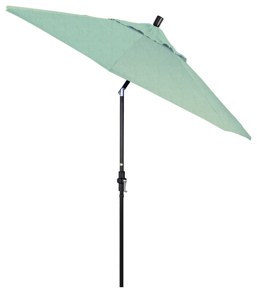 9' Stone Black Collar Tilt Crank Lift Aluminum Umbrella, Sunbrella, Spa