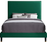 Harlie Velvet Upholstered Bed, Green, Queen