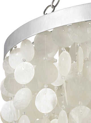 Round King Size Chandelier With Round Capiz Seashells, Natural White