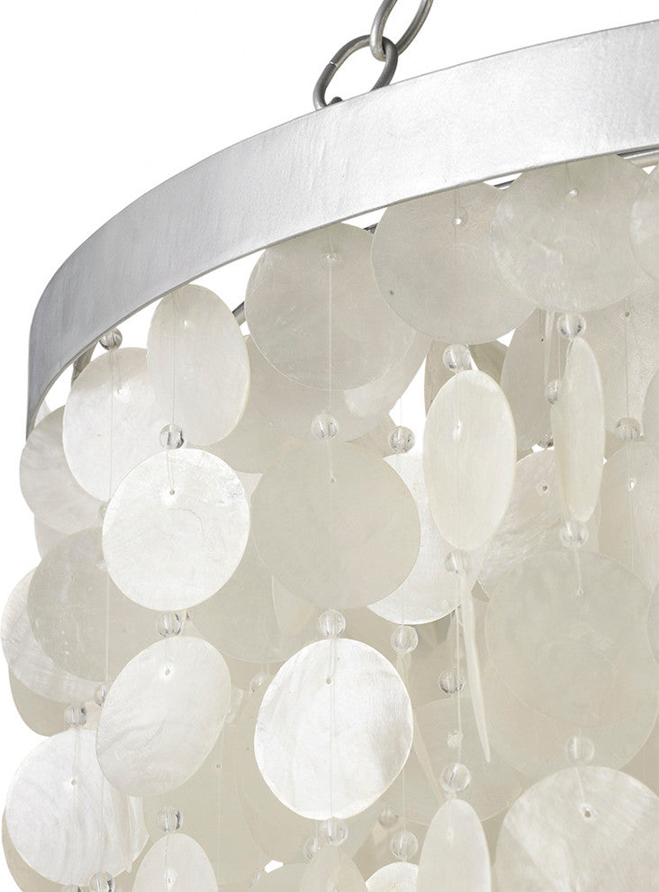 Round King Size Chandelier With Round Capiz Seashells, Natural White