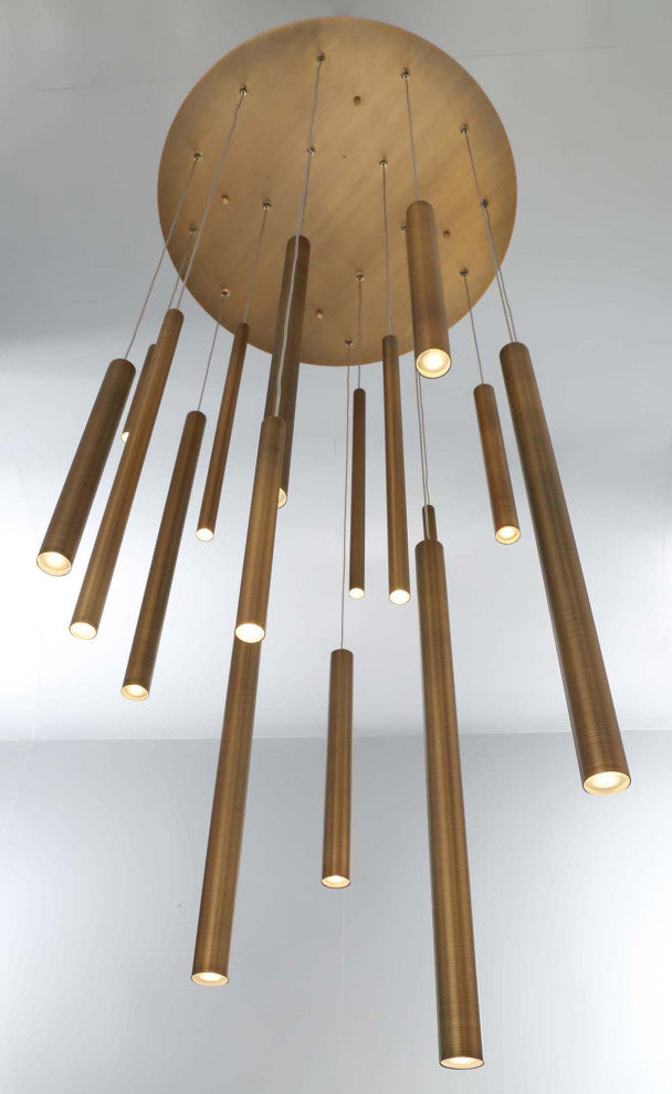 Santana Clustered Tubes 18 LED Chandelier, Triple Finish