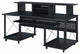Large Desk, Multipurpose Design With Open Compartments & Grommets, Black