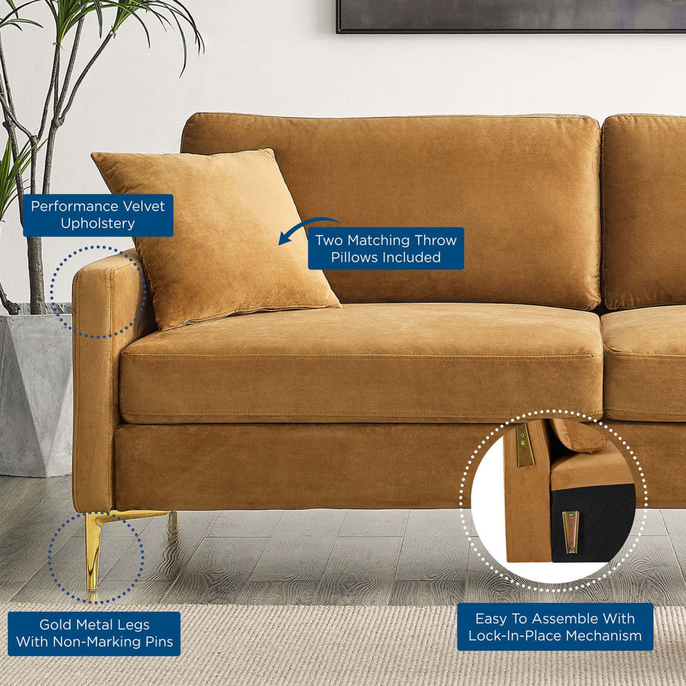 Sofa, Velvet, Brown, Modern, Living Lounge Room Hotel Lobby Hospitality