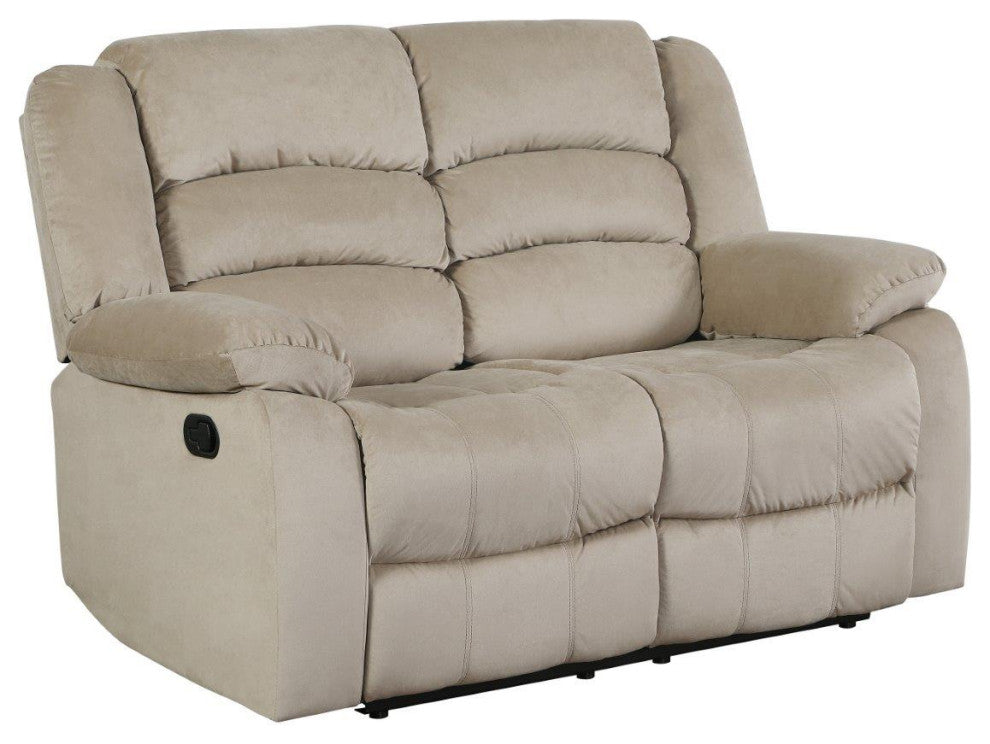 Callan Contemporary Microfiber Recliner Loveseat Beige