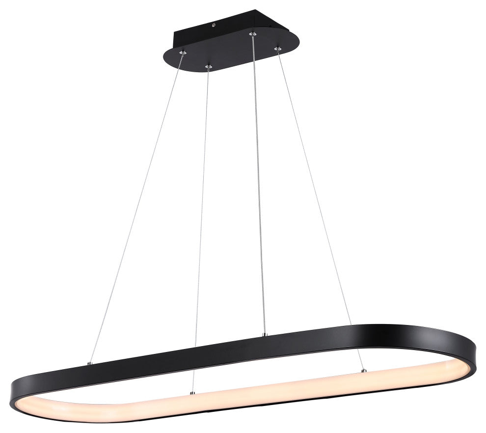 Nolan 38.75" Modern Bohemian Iron Linear Integrated LED Pendant, Black