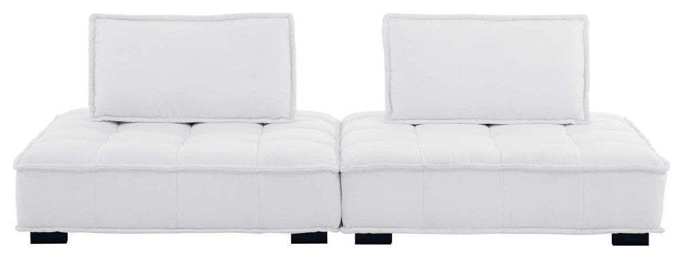 Saunter Tufted Fabric Fabric 2-Piece Loveseat White