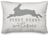 Gray Every Leaping Bunny Welcome 14x20 Lumbar Pillow