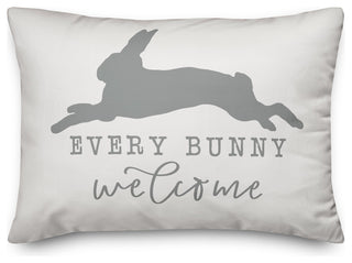Gray Every Leaping Bunny Welcome 14x20 Lumbar Pillow