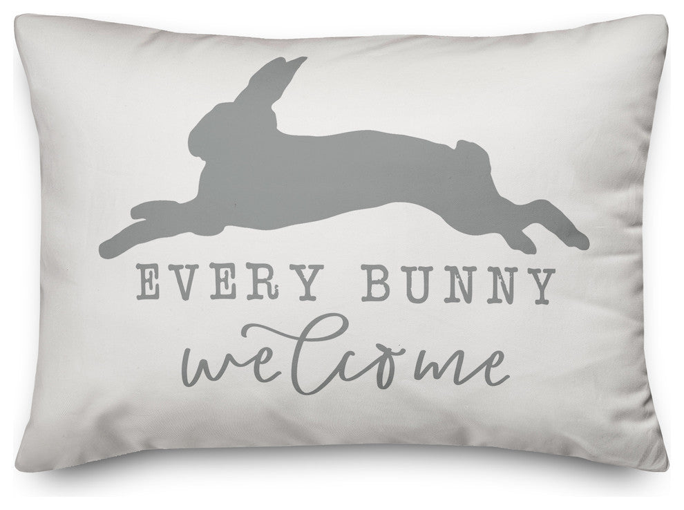 Gray Every Leaping Bunny Welcome 14x20 Lumbar Pillow