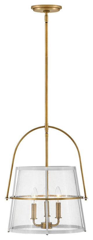 Tournon LED Pendant, Heritage Brass With Polished White Accents
