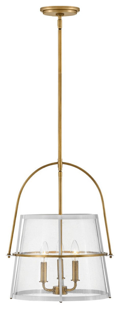 Tournon LED Pendant, Heritage Brass With Polished White Accents