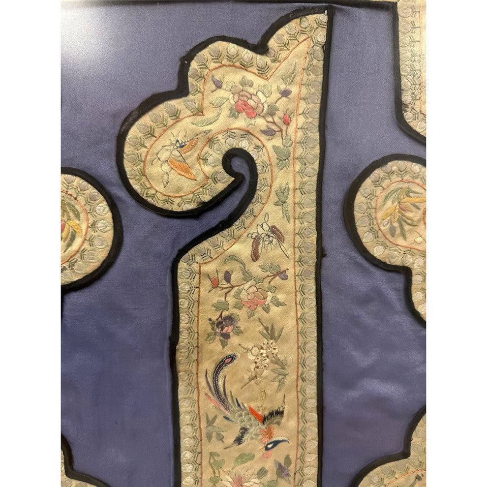 Consigned Antique Chinese Framed Groups of Textile Embroidery Pieces