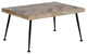 Benzara UPT-262396 Mango Wood Coffee Table, Herringbone Iron Legs, Brown, Black