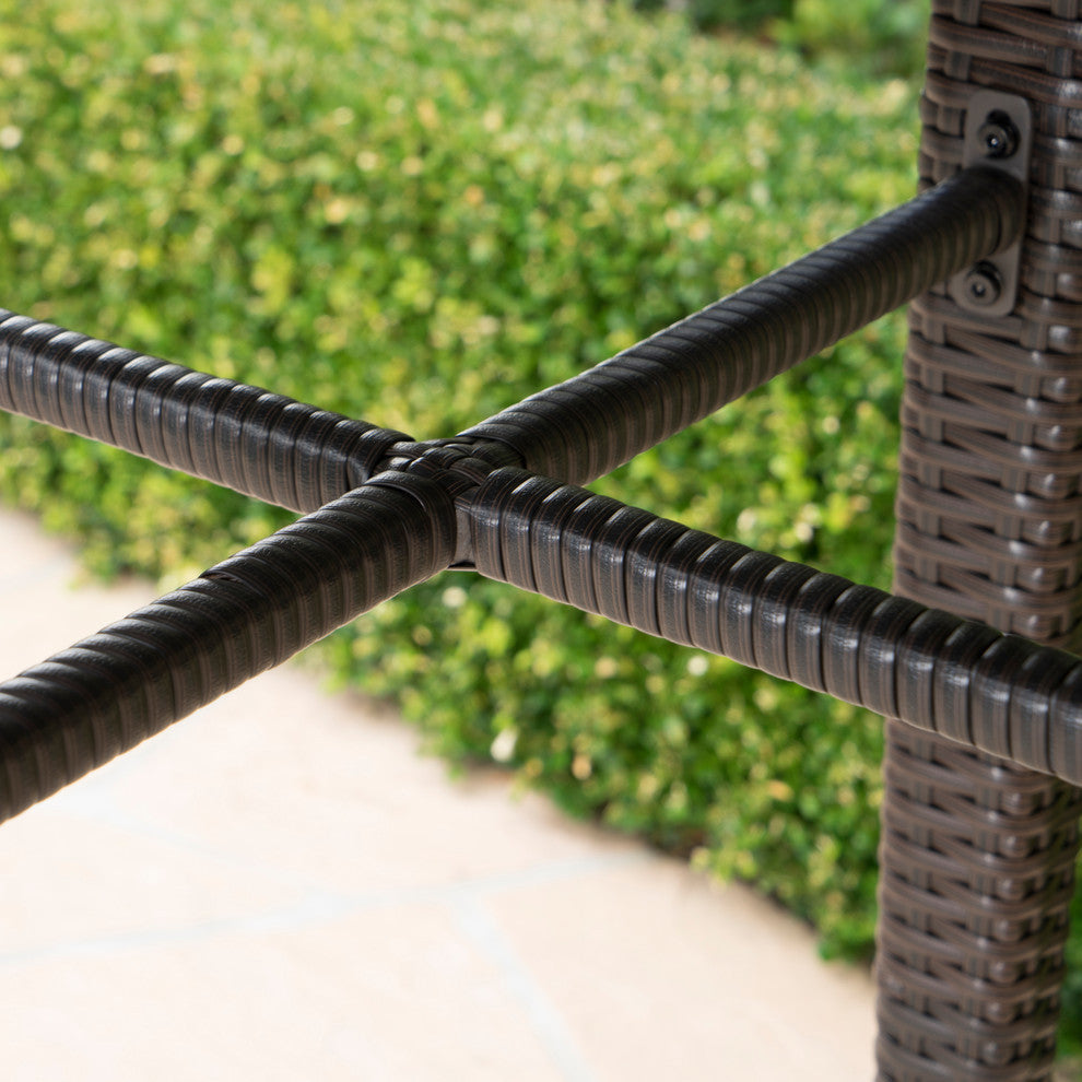 GDF Studio Dom Outdoor 32.5" Round Multi-Brown Wicker Bar Table