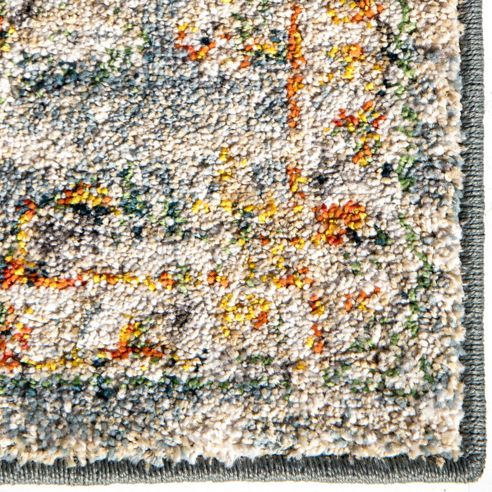 Orian Gemstone Persian Estate Distressed Multi Beige Area Rug 5'3" x 7'6"