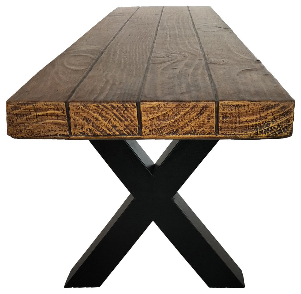 GDF Studio Melantha Indoor Brown Walnut Finish Lightweight Concrete Dining Bench