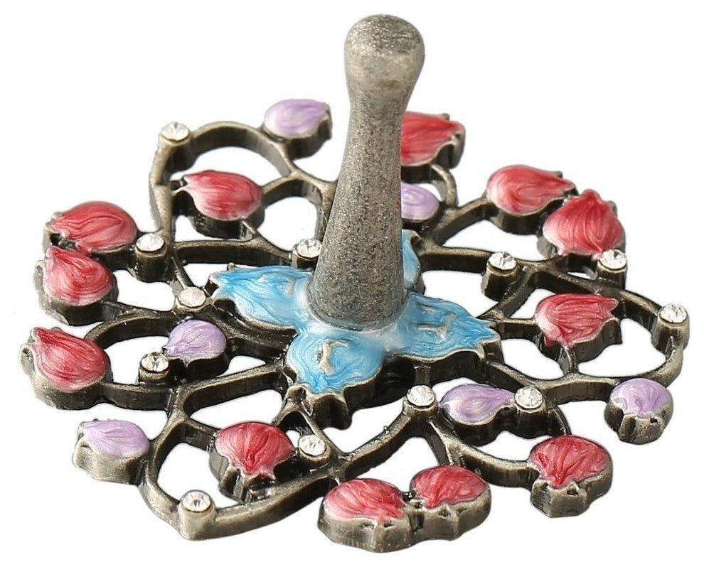 Hand-Painted Spinning Dreidel Holiday Ornaments Pewter Elegant Jewish Decor