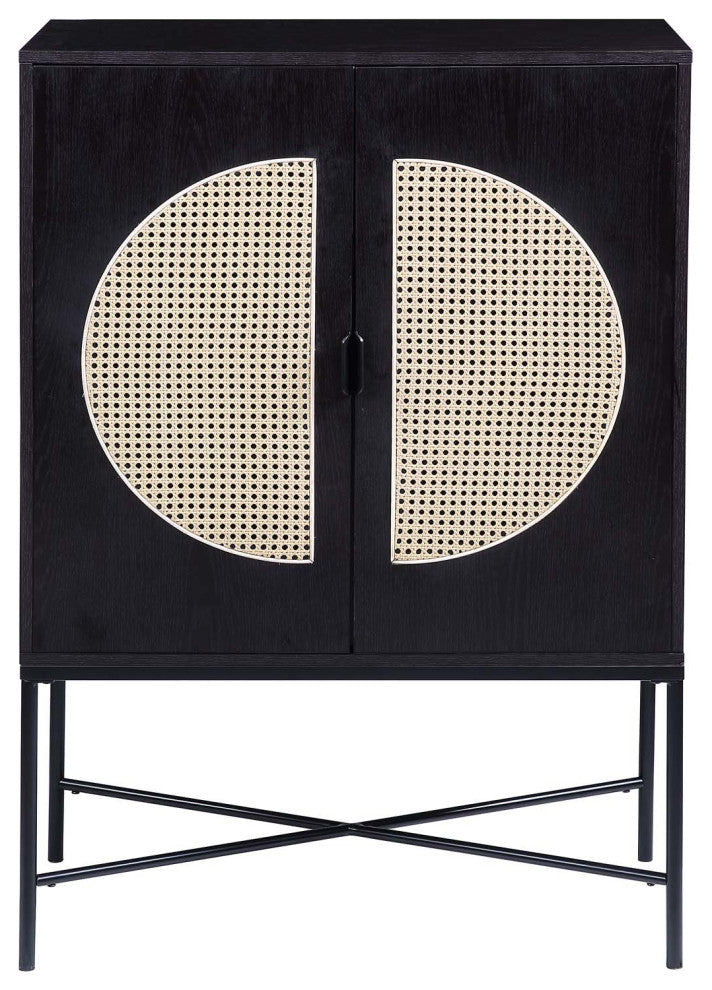 Bar Cabinet With Wine Rack, Black Finish