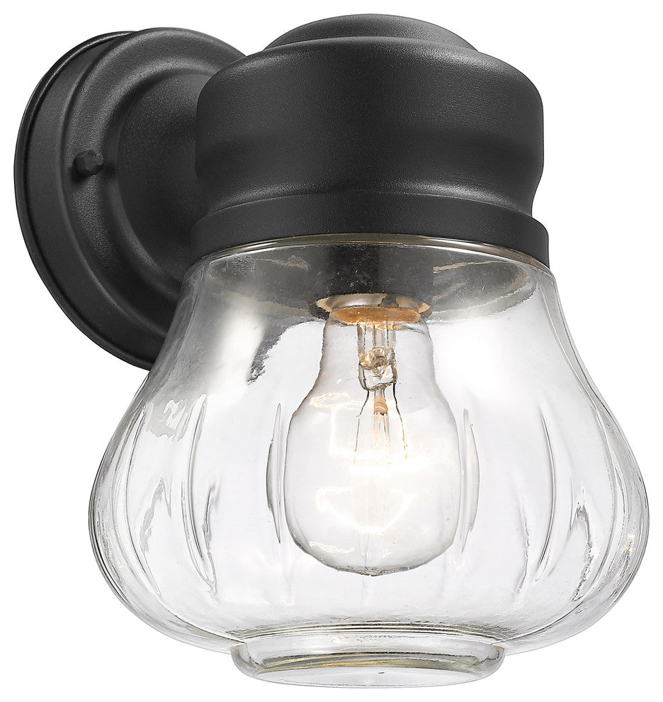 Levi Transitional 1-Light Textured Black Outdoor Wall Sconce, 9"