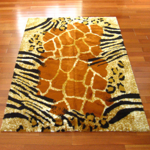 Safari Kenya Rectangle Faux Fur Rug, 56"x79"