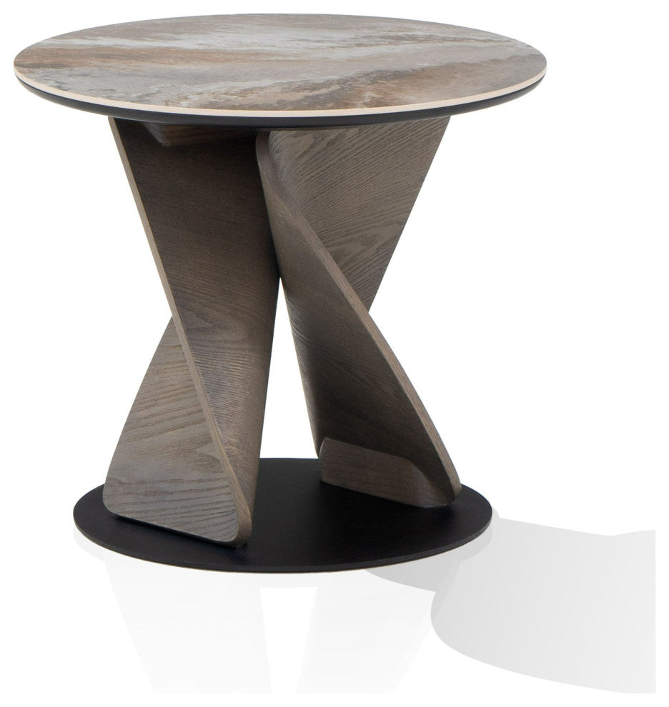 Modrest Schiff Modern Marbled Ceramic Coffee Table Set