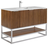Terra Bathroom Vanity, Walnut/Brushed Nickel, 48", Marble Top
