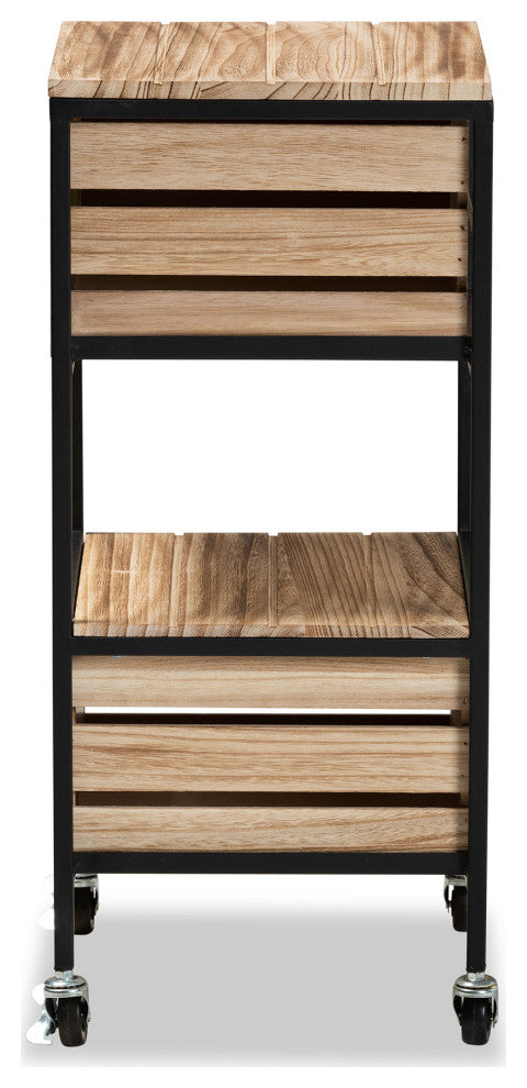 Sharma Modern Industrial Oak Brown 2-Drawer End Table
